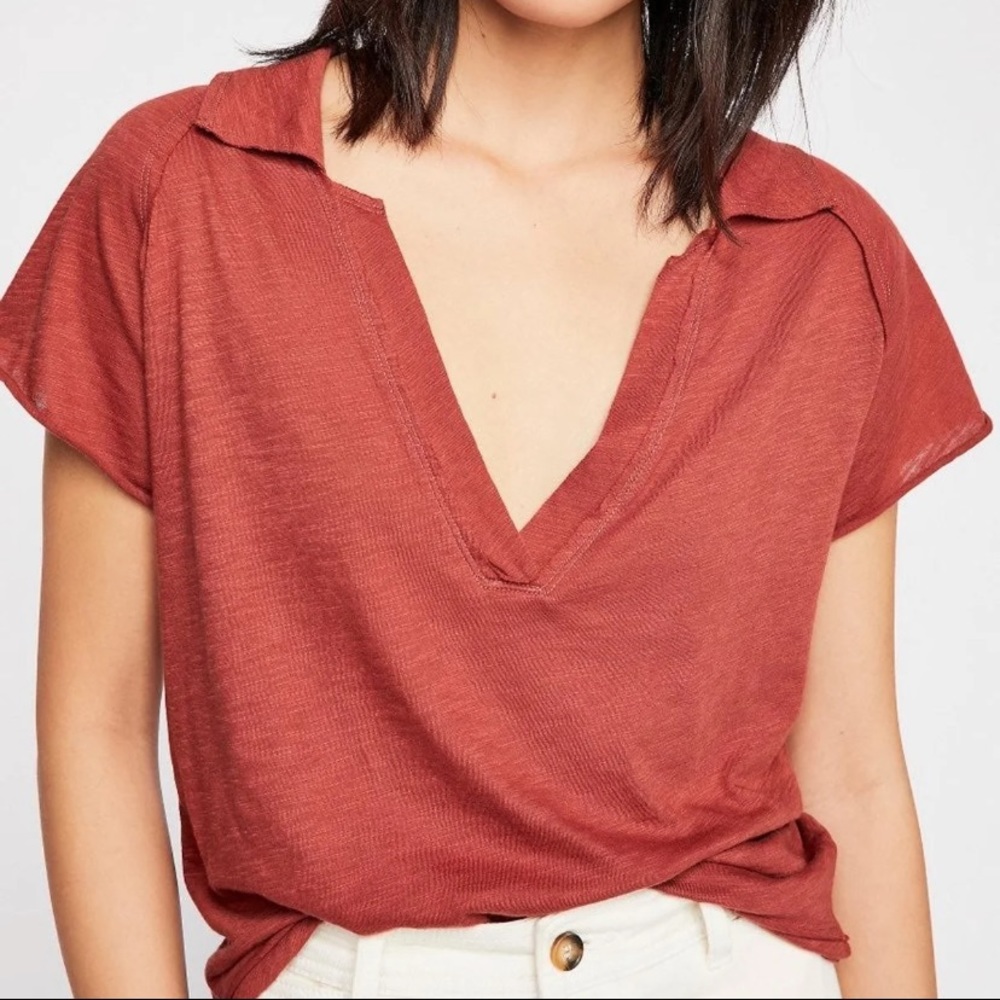 Free People Pop Your Collar Tee SMALL